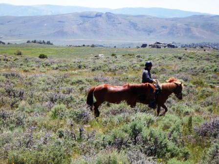 Pete and Raudi ponying Tyra